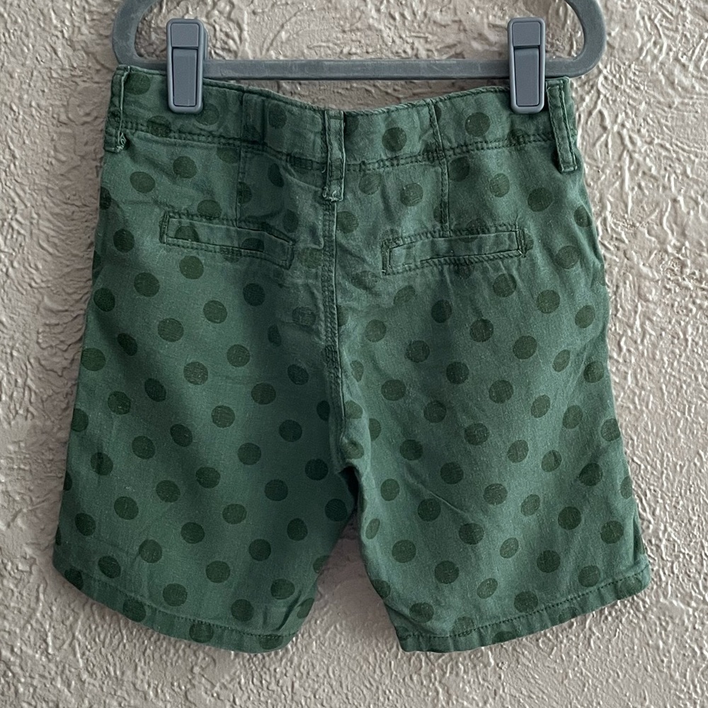 Linen Blend Green Polka Dot Shorts - Picture 3 of 3